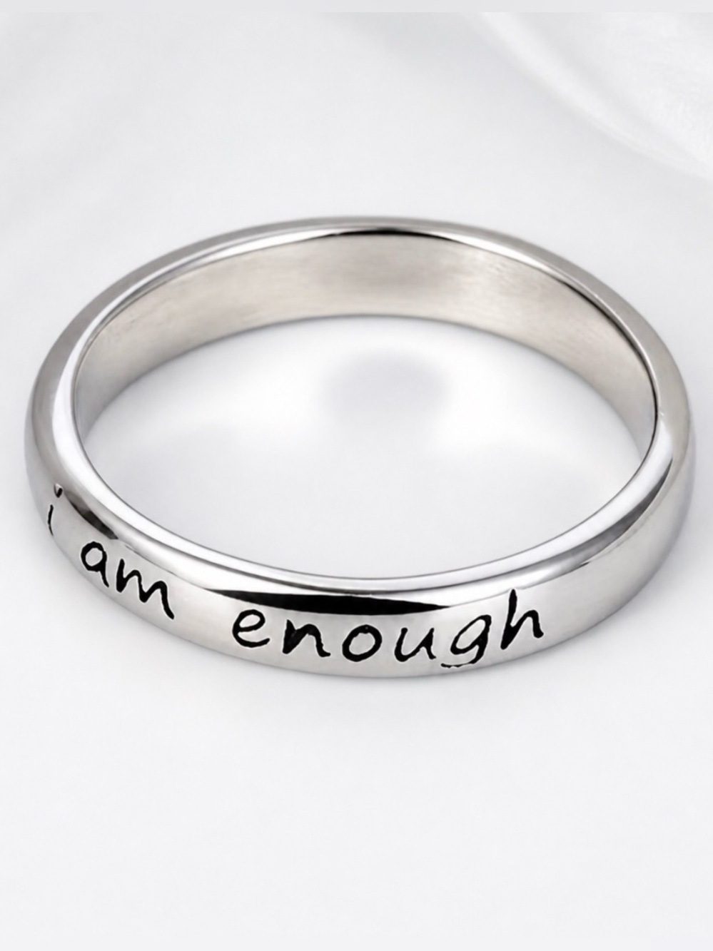 ✨5/$25✨ "I Am Enough" Silver Inspirational Engraved Ring